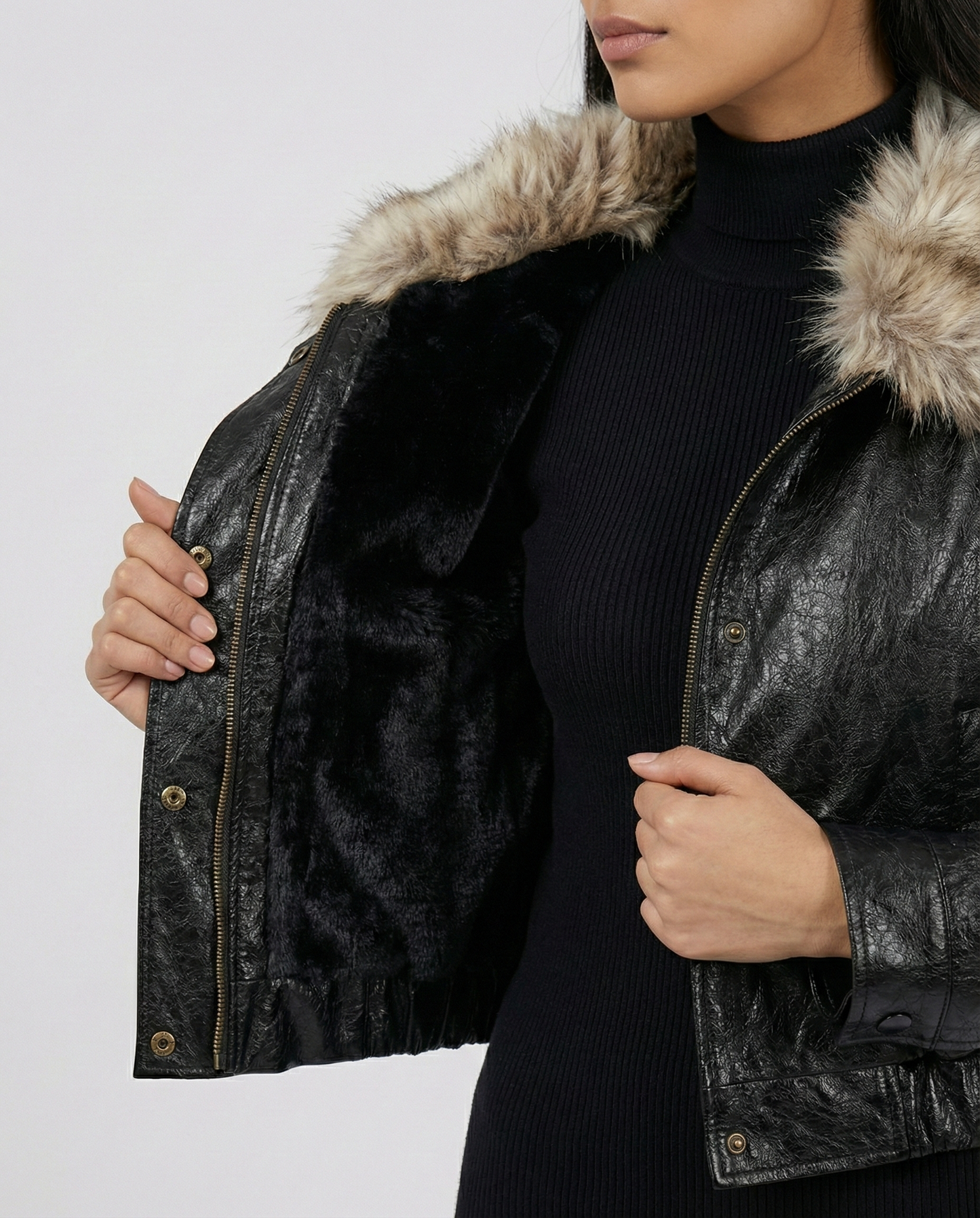 Nocturne Noir Fur Leather Jacket