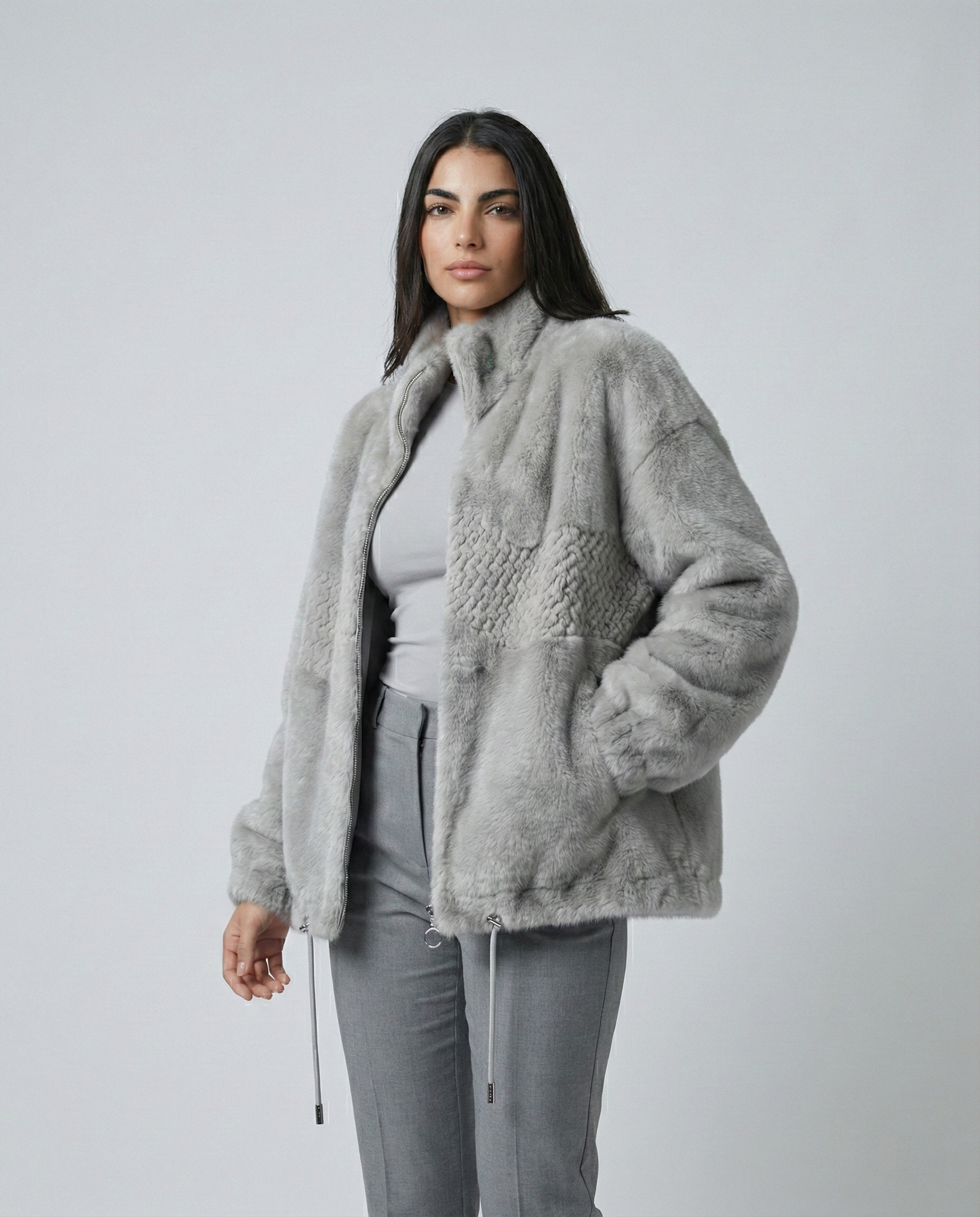 Lunara Silver Grey Fur Jacket