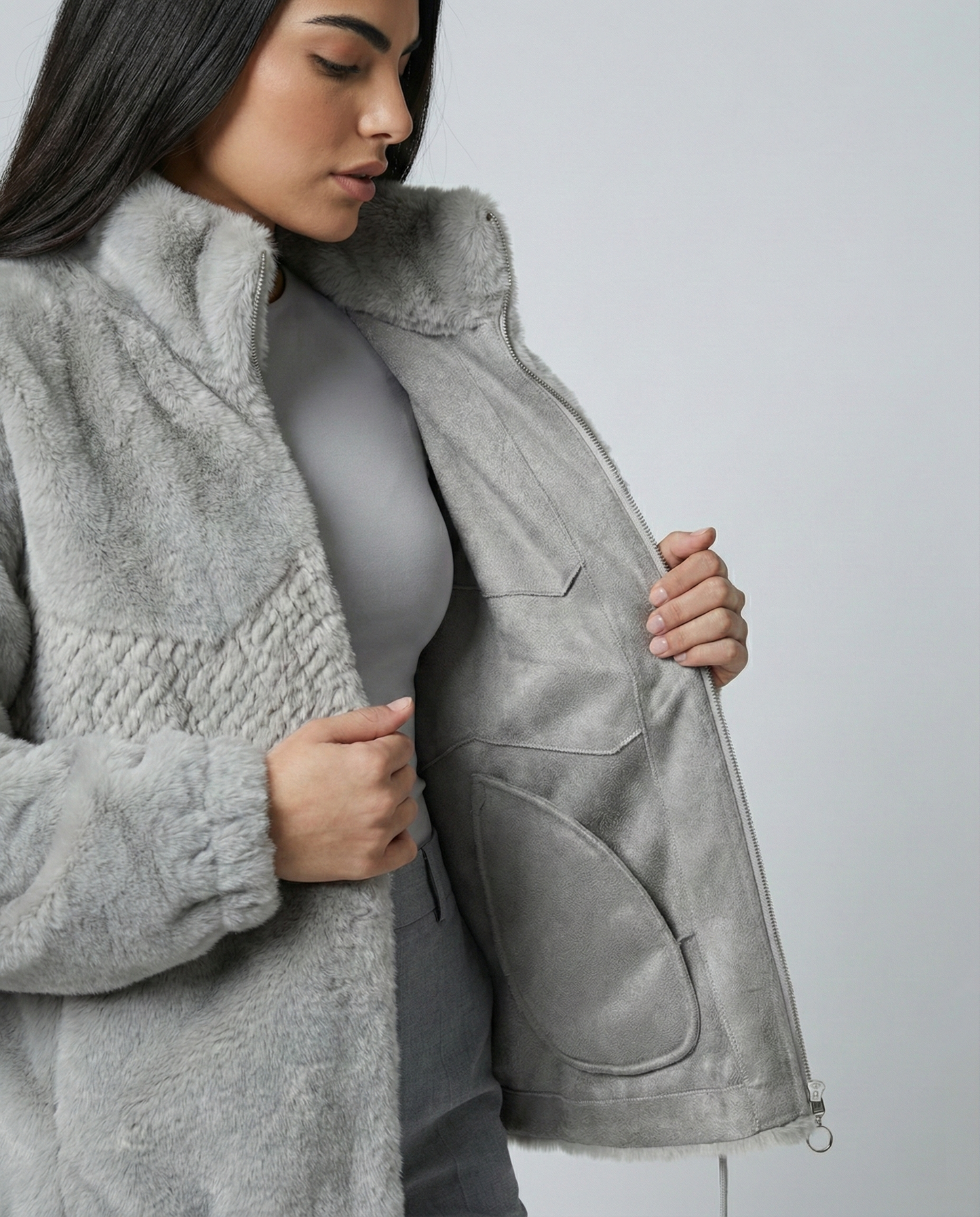 Lunara Silver Grey Fur Jacket