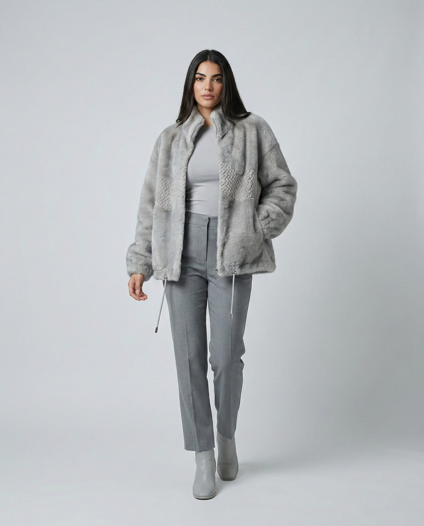 Lunara Silver Grey Fur Jacket