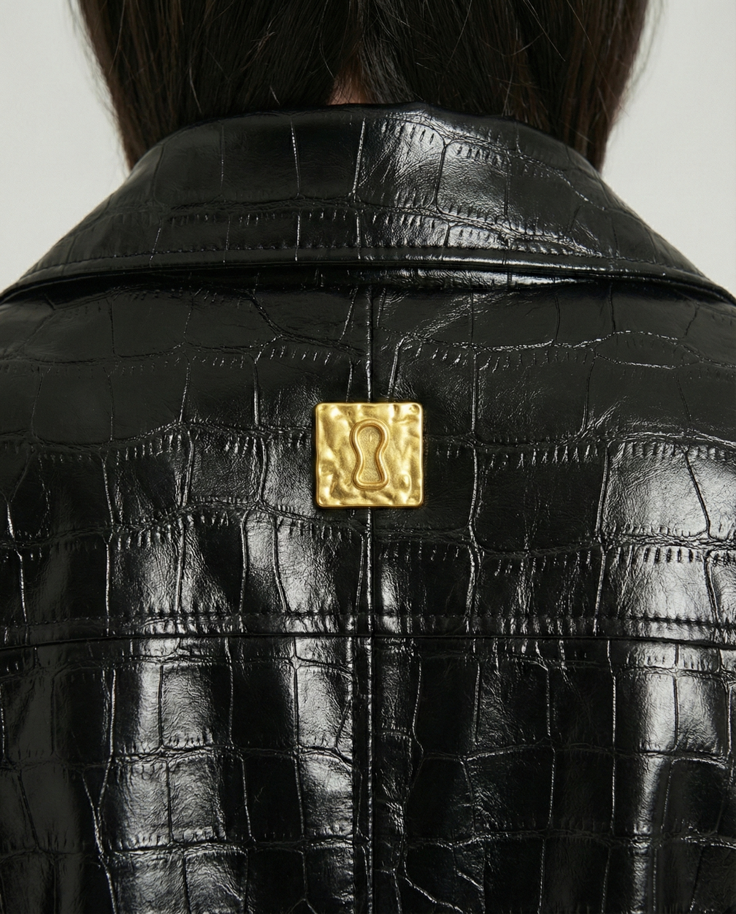 Noir Croc Leather Jacket