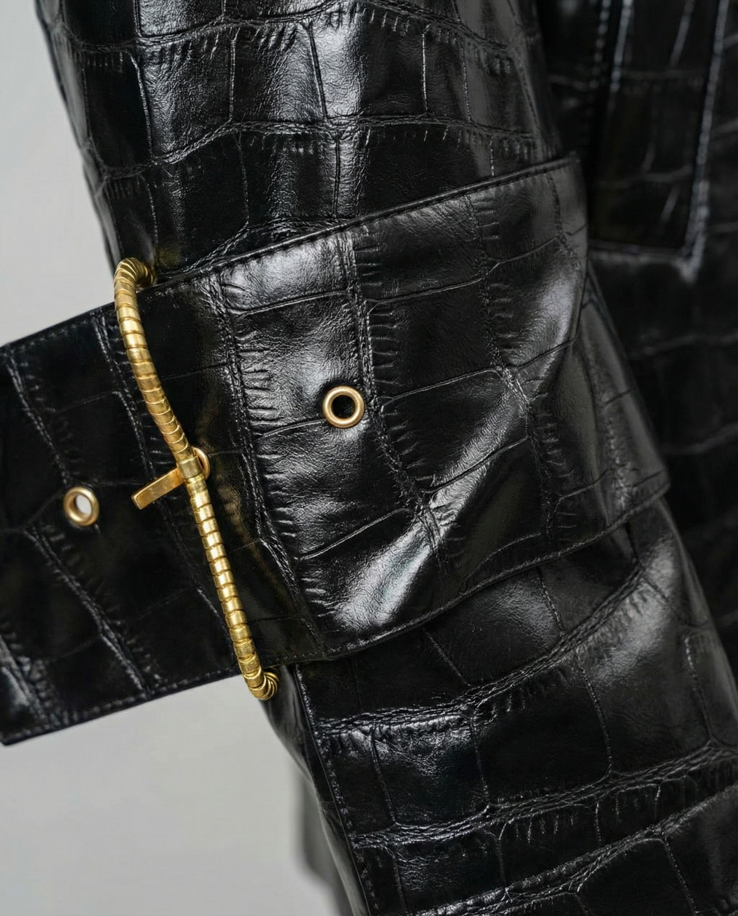 Noir Croc Leather Jacket