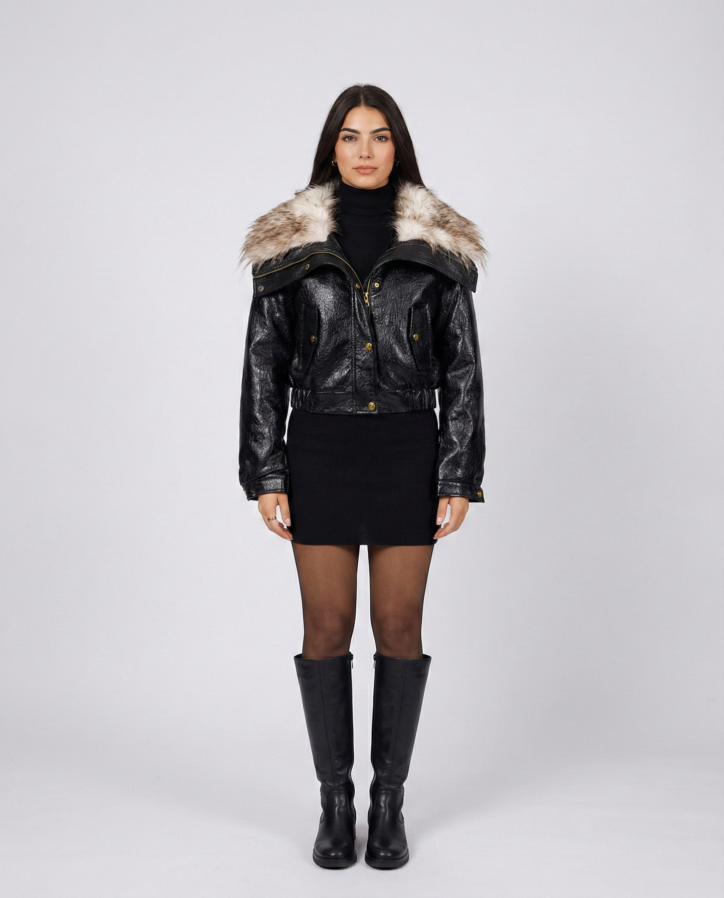 Nocturne Noir Fur Leather Jacket