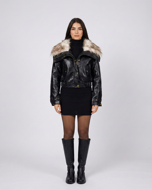 Nocturne Noir Fur Leather Jacket