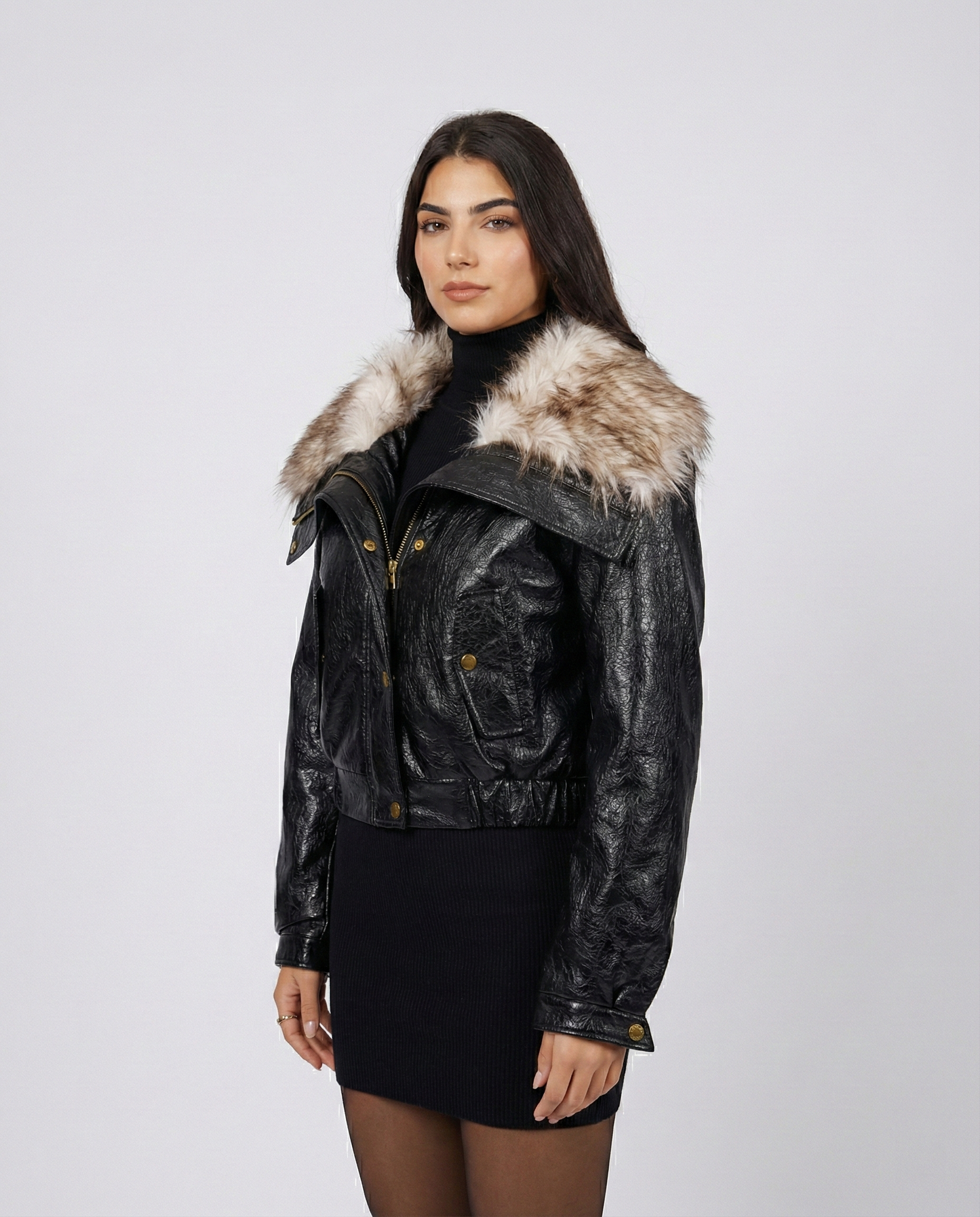 Nocturne Noir Fur Leather Jacket